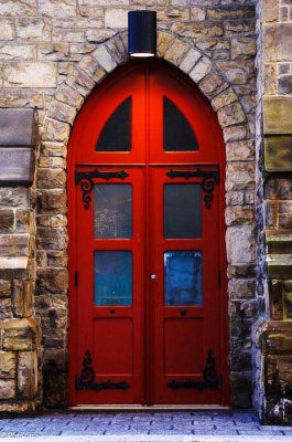 Red Door With Light