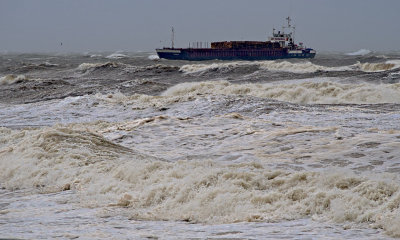 FINGAL, coming into Youghal in rough seas. (2 of 4)