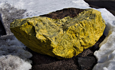 Painted rock in winter