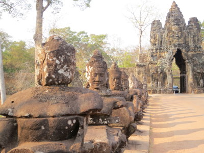 Statues leading to South Gate -- Angkor Thom