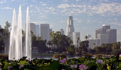 Echo Park Lake, Looking Towards Downtown L.A.