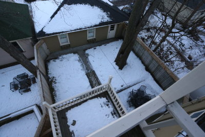 Backyard from third floor balcony - second floor balcony below