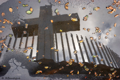 Mt Helix Cross reflection in puddle