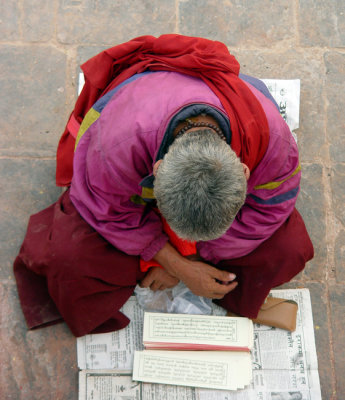 Monk in study
