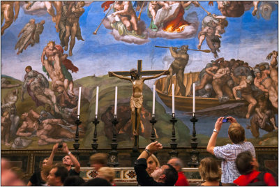 Visitors and a Crucifix at The Last Judgement