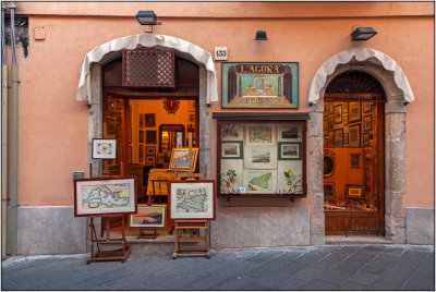 Along A Street in Taormina, Italy
