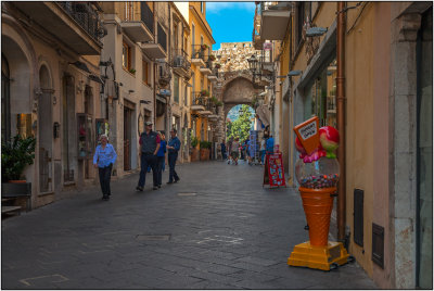 A Narrow Street in Taormina, Italy