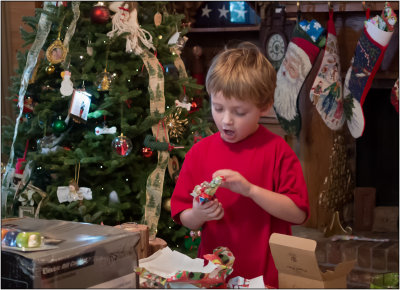 Stephen Opening Presents On Christmas Morning