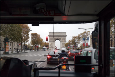Approaching the Arc de Triomphe