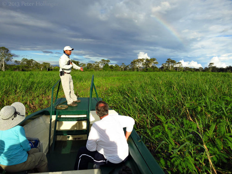 Plowing through the floating vegetation