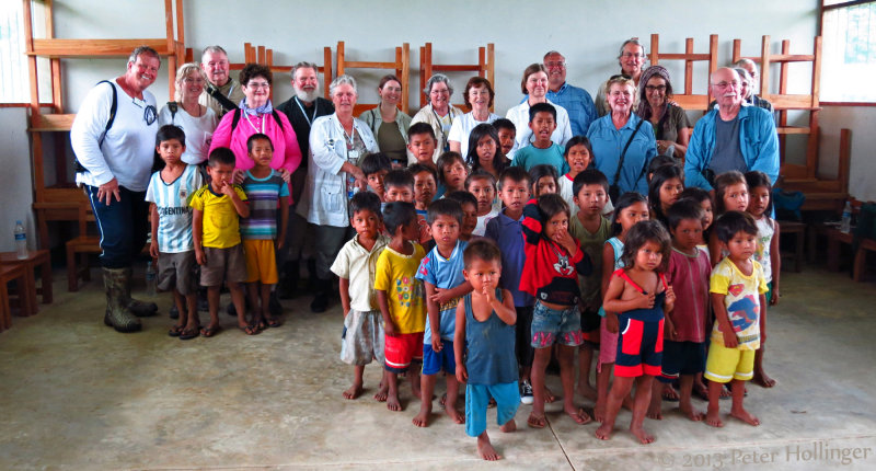 With the schoolkids in Victor's village