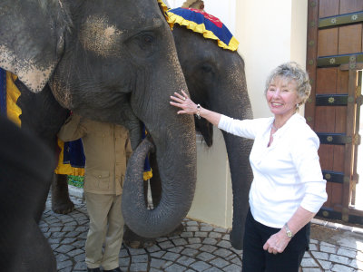 Sue with elephant