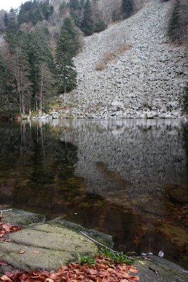 Le lac du Fischbodlé et ses éboulis granitiques - Zoom on the fallingrocks of this lake