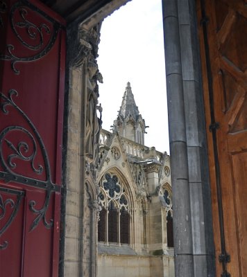Looking Out a Door From Inside Notre Dame