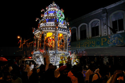 Procession of the silver chariot through the streets of KL