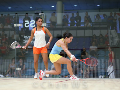 Dipika Pallikal (India) v Jenny Duncalf (England) blue/yellow