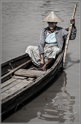 Old Burmese Fishing Lady