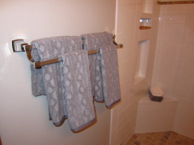 Day Six- Work by The Tile Wizard, dual towel bars