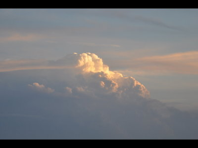 There were storm clouds building southeast of us.