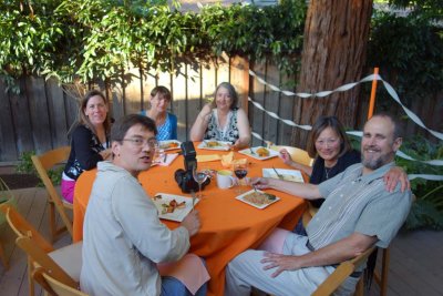 One of the outdoor tables