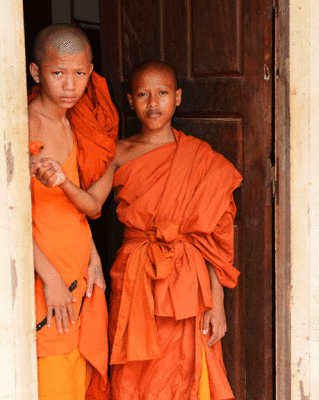 Monks in the temple precincts