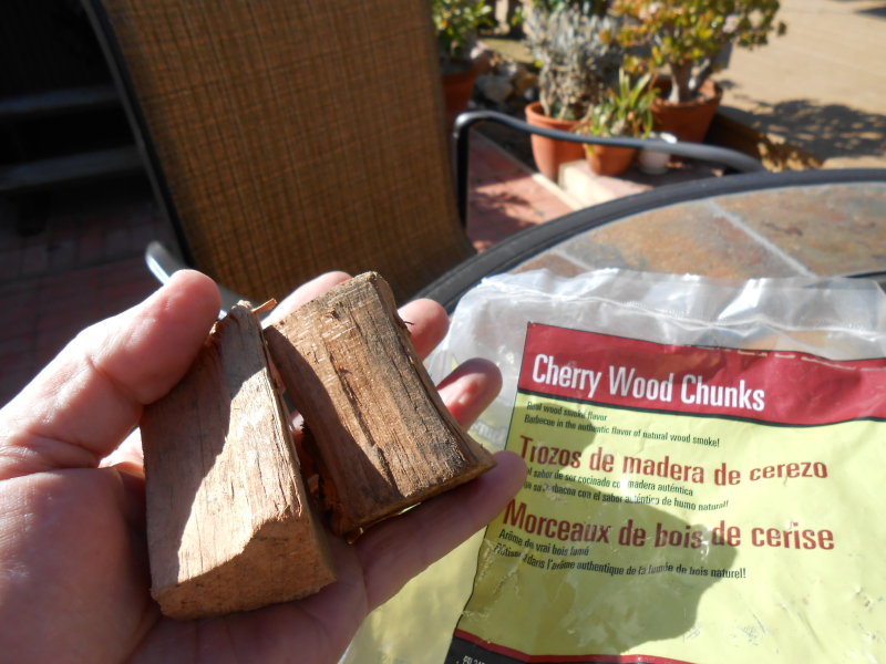 Adding cherry wood chunks