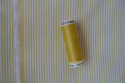 Fabric detail: celery striped cotton seersucker