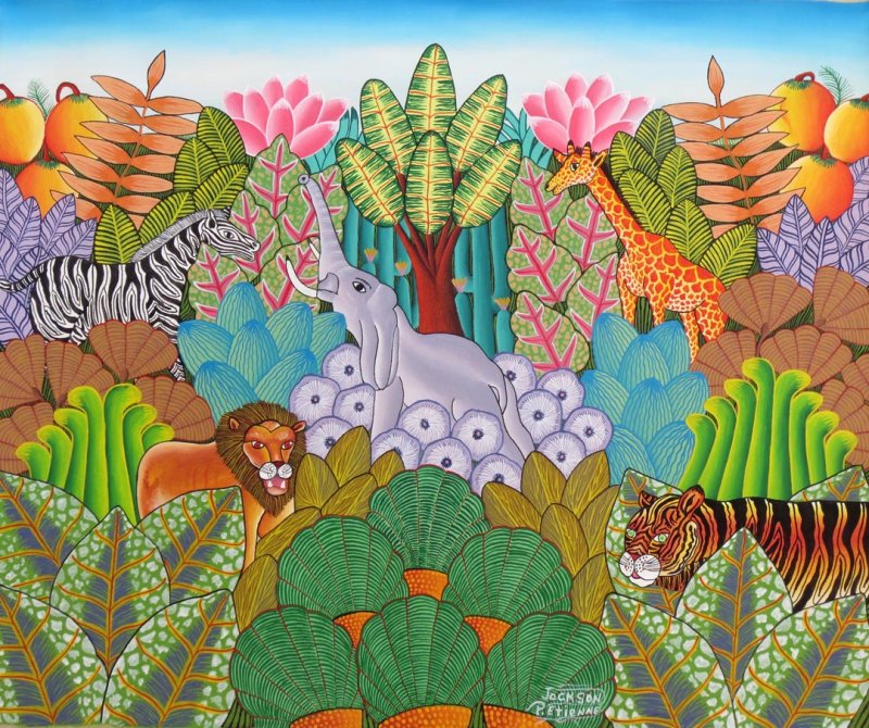 Jackson P. Etienne 24 x 20 Jungle Scene II