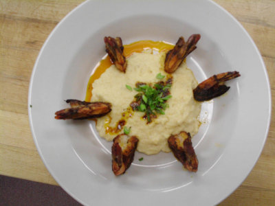 Chef Bruce Schuver Blackened Shrimp- Smoked Gouda-Grits with Cajun Butter.jpg