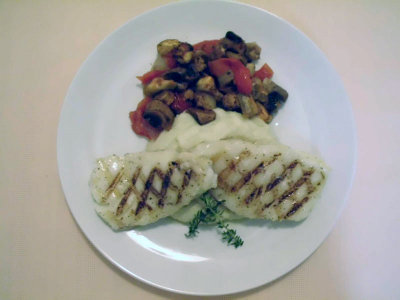 GRILLED Sea Bass with parsnip puree and roasted tomatoes, mushrooms, and eggplant  BSS..jpg