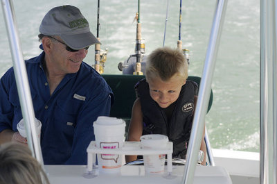 Captain Simon at the helm