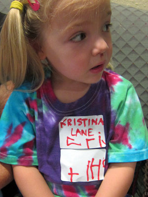 Kristina signed her own nametag