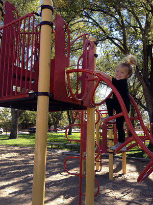 Climbing up to the big slide