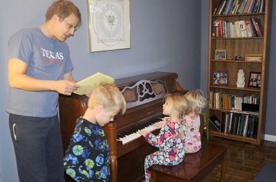 Christmas morning: Santa brought us a piano!