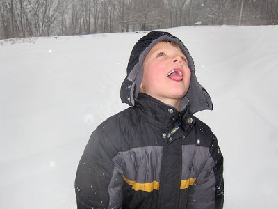 It's hard to catch snow on your tongue without front teeth