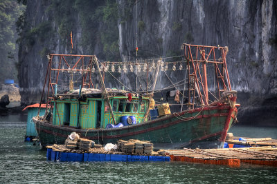 Halong Bay Square Head fishing boat