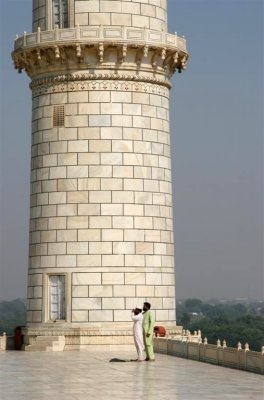Base of the Taj and base of a minaret.