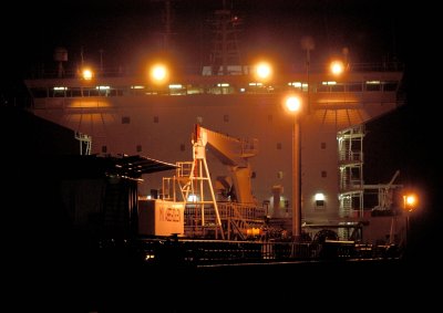 The deck of the Aberdeen at night