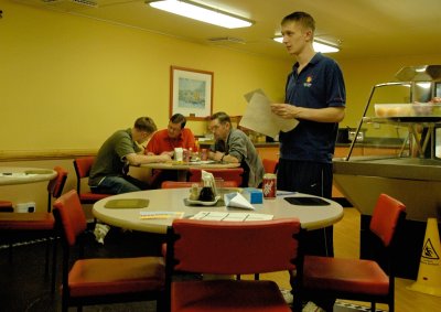 Our quiz master Dougie in action