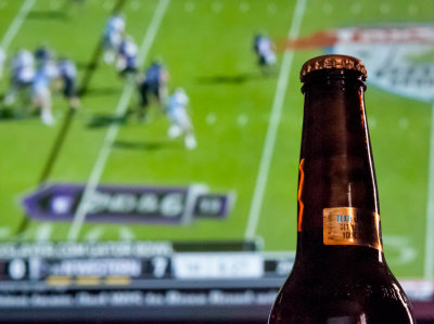 A beer and football