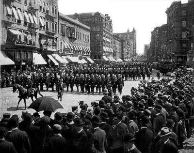 1899 - Police parade up Broadway