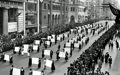 1917 - Suffragettes marching up 5th Avenue