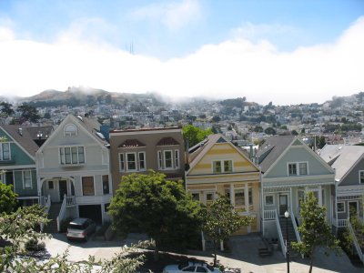 Victorians on Noe Street, Sutro Tower - views from Dolores Heights