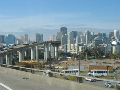Downtown SF views from I-280 freeway