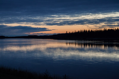 Clouds over the Moose River before sunrise.