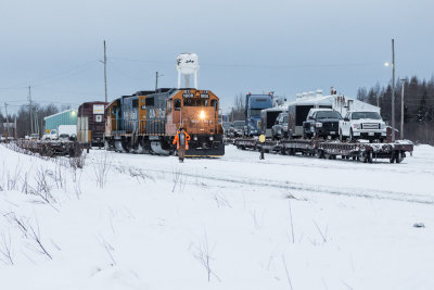 Switching after arrival of freight 419 in Moosonee.