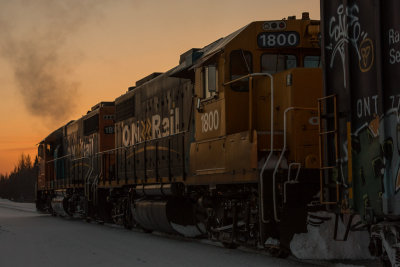 Polar Bear Express heads south into the sunset 2013 February 1st.