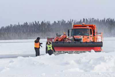 Clearing the runways at Moosonee Airport