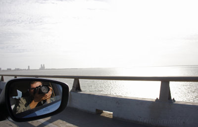 Enjoying the view while passing over the South Padre Island bridge