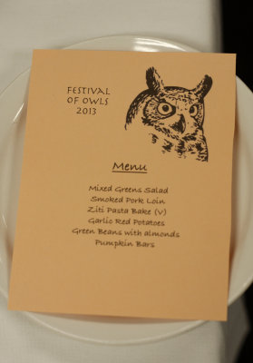 Menu for the owl presentation buffet